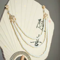 Новый элегантный китайский стиль в стиле ретро, подвеска с лацканами Cheongsam, классический аксессуар, чайное платье в национальном стиле, жемчужная кисточка на груди.