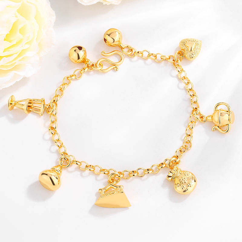 Cross-Border Hot-Selling Copper-Plated 18K Gold Bracelet Belly Dance Hanging Gourd Bell Bracelet Indian Dance Performance Accessories Cross-Border Hot-Selling Copper-Plated 18K Gold Bracelet Belly Dance Hanging Gourd Bell Bracelet Indian Dance Performance Accessories