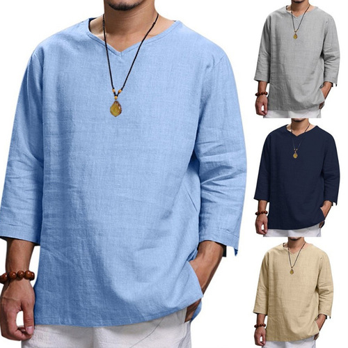 Men's Loose Fit Cotton Crew Neck T-Shirt, Cross-Border Business Casual Shirt, New Autumn Collection from Europe and America
