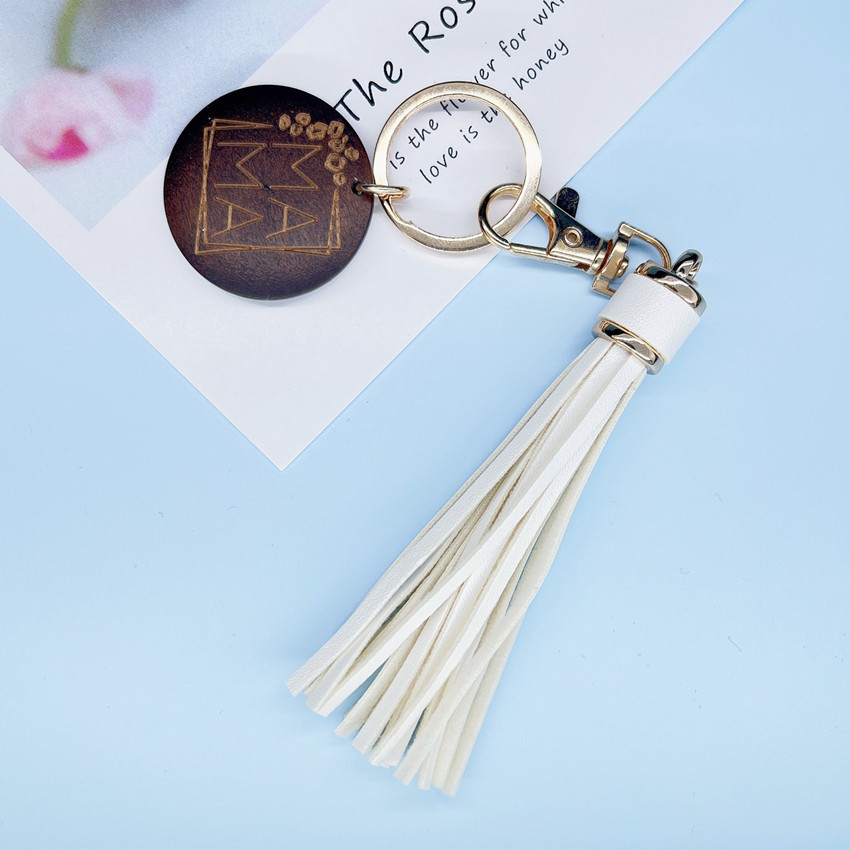 15g Weight Keychain Classification 1 Piece Quantity Daily Occasion PU, Wood Material Mother'S Day Festival MAMA, Letter Pattern Women's Gender Tassel Design Romantic Style Romantic MAMA Letter PU Wood Tassel Mother'S Day Women's Keychain 13
