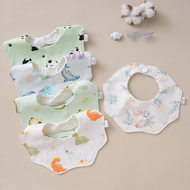 Large Waterproof Bib Baby Saliva Towel Pure Cotton Newborn Male and Female Baby Waterproof Spit-Up Eating Bib Autumn and Winter