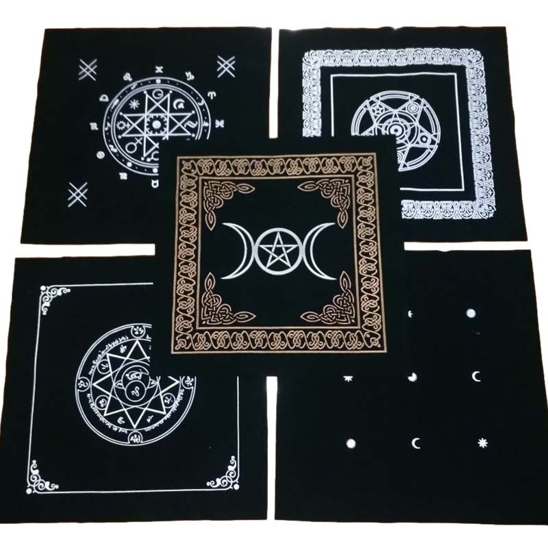 Franela negra tarot mantel juego de mesa estrella de cinco puntas fase lunar Luen estrella Luna ocho mapa