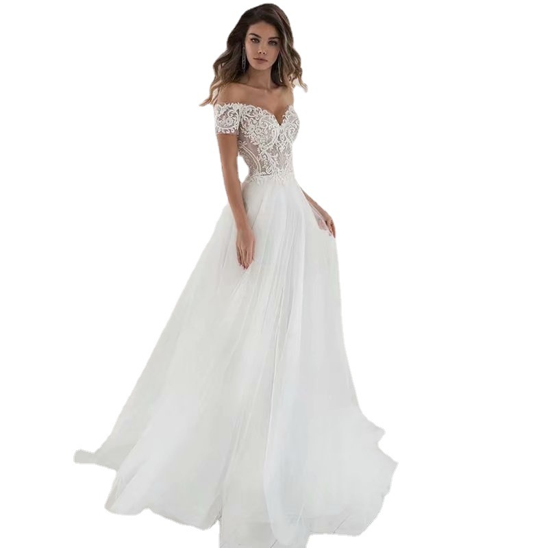 Vestido de Novia de Encaje Nuevo y Elegante de Moda Europea y Americana para Comercio Exterior en Amazon y AliExpress, Vestido de Novia Ligero, Sencillo y Estilizado image 6