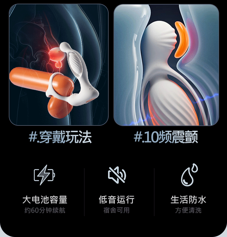 Remote-Controlled Wearable Dual-Insertion Vibrating Ring with Anal Beads and Dildo — detail image 17