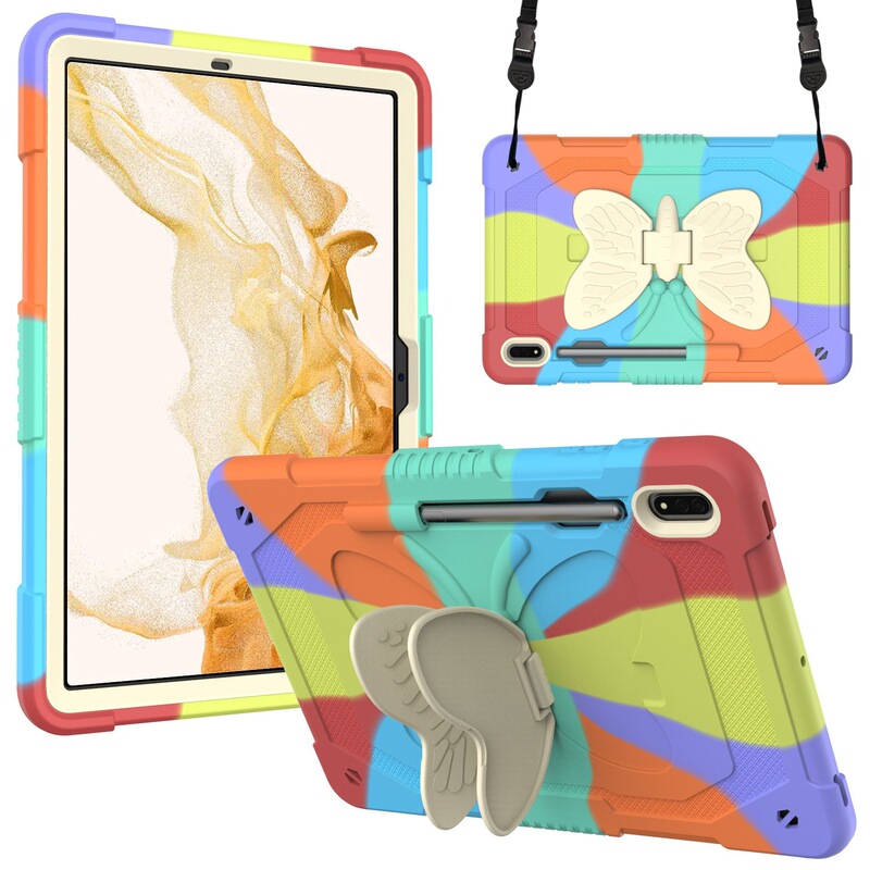 Suitable for Samsung Tab S7Fe Protective Case with Pen Slot, S8+/S7Plus Silicone Butterfly Stand, Kidsren's Anti-Fall Cover Suitable for Samsung Tab S7Fe Protective Case with Pen Slot, S8+/S7Plus Silicone Butterfly Stand, Kidsren's Anti-Fall Cover