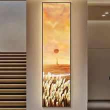 肌理油画几何抽象窄长条竖版挂画入户玄关装饰画正对门走廊过道壁