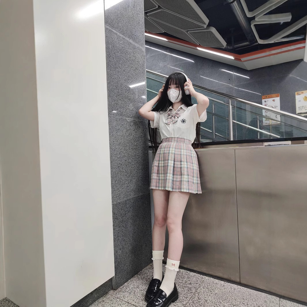 일본 JK 유니폼 기본 세트 여자 단색 반팔 탑 올 매치 스위트 스타일 격자 무늬 스커트 여자 여름 짧은 치마