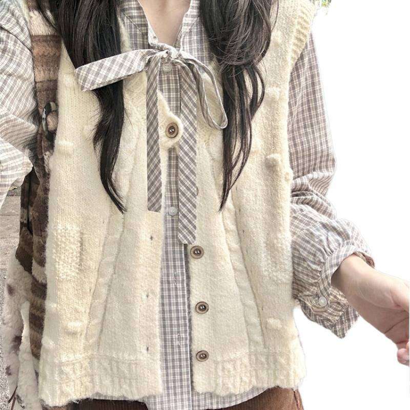 韩版针织开衫马甲半身裙女秋季休闲慵懒风宽松显瘦软糯百搭毛衣|undefined