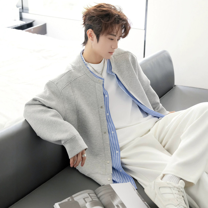 J.M.H. College Style Fake Two-Piece Jacket for Men, Spring and Autumn Trendy Brand Heavyweight Couple Knit Coat, Men's Plus Size Clothing J.M.H. College Style Fake Two-Piece Jacket for Men, Spring and Autumn Trendy Brand Heavyweight Couple Knit Coat, Men's Plus Size Clothing