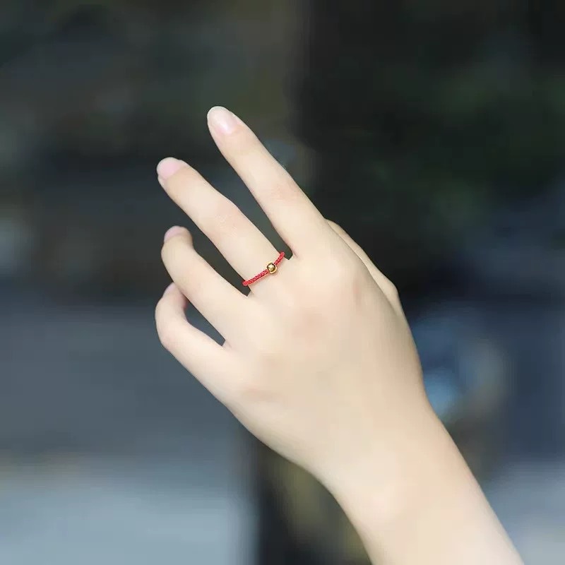 Red rope bracelet, ring, J122