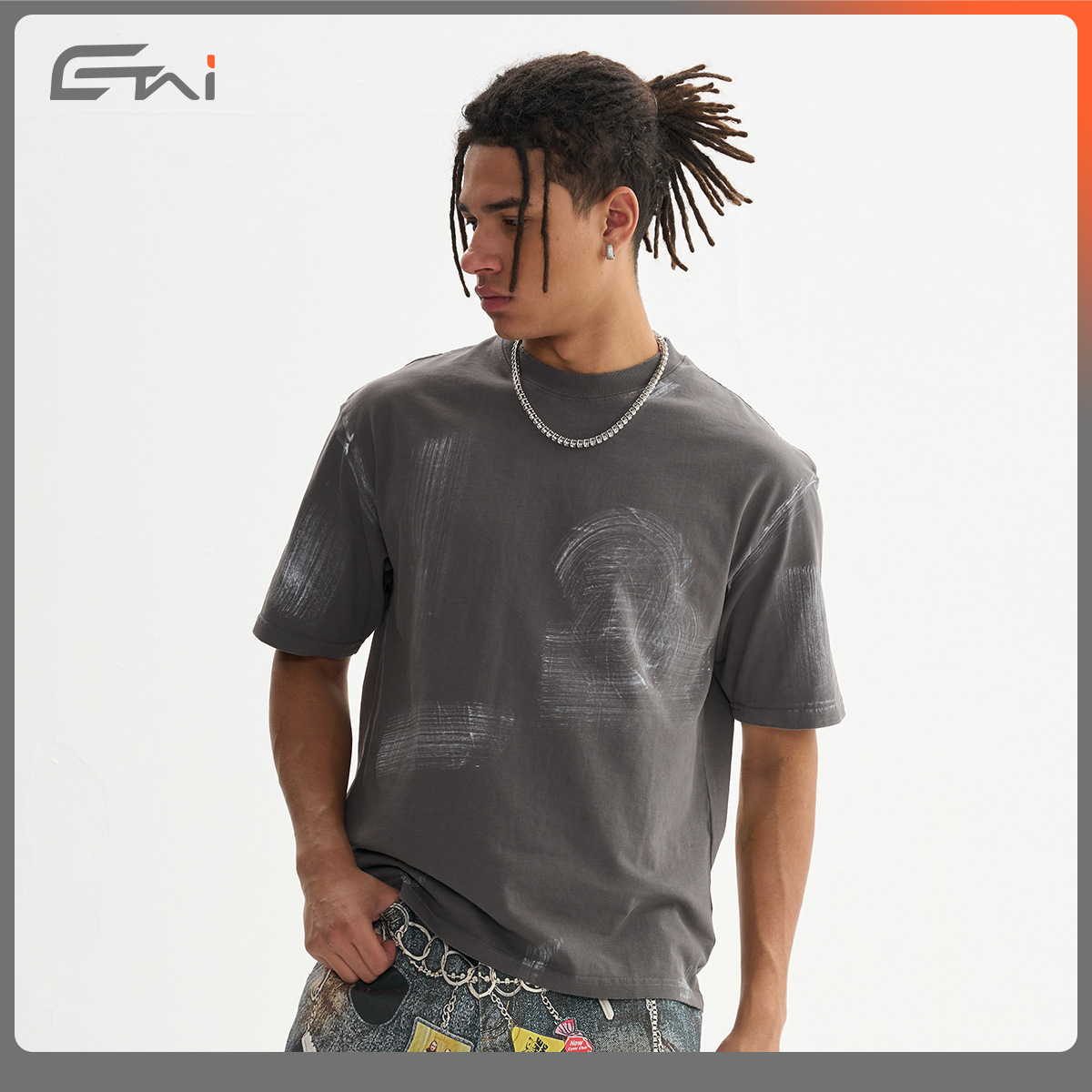 ETAI Hombre| 280g pesado algodón americano camiseta retro marca de moda hombre callejera feng shui lavado suelto hombre mangas cortas