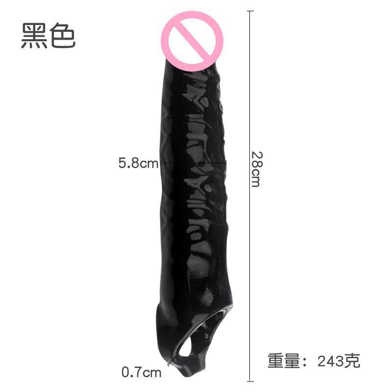 Extra Large Wolf-Tooth Textured Condom Sleeve, Crystal Silicone Color, Reusable Adult Toy for Men — detail image 5