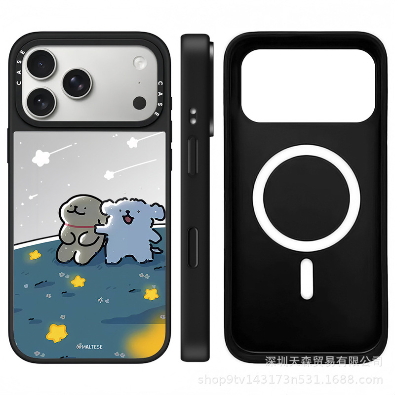 CASET联名线条小狗适用苹果iPhone17ProMax手机壳16pro潮牌13镜面|undefined