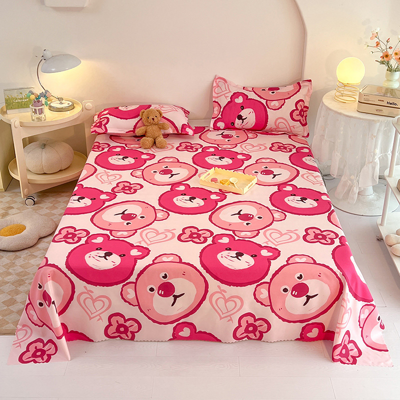 Ins Single Piece Washed Cotton Printed Single Piece Bed Bed Sheets Brushed Student Dormitory Aloe Vera Cotton Single Double Bed Bed Sheets Wholesale