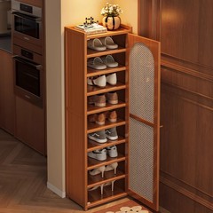 靴キャビネット靴ラックホームドアラック屋内玄関収納ラックシンプルな多層玄関床から天井までの収納ラック竹