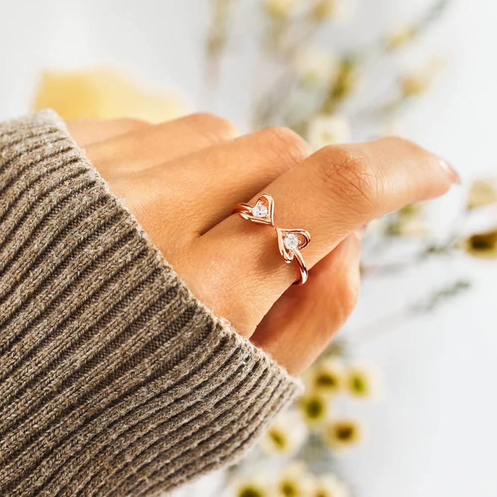 Heart Shape Pattern Women's Gender Sterling Silver Heart Shape Open Rings