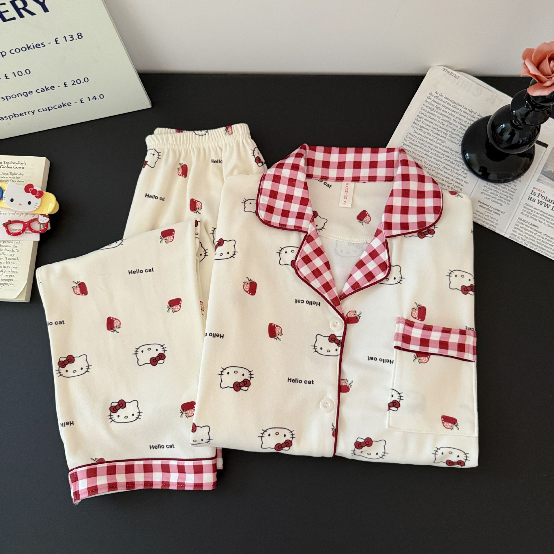 Invierno al por mayor transfronterizo 260G Cardigan grueso de dibujos animados calentamiento pijamas de mujeres cómodas mangas largas pantalones largos ropa para el hogar