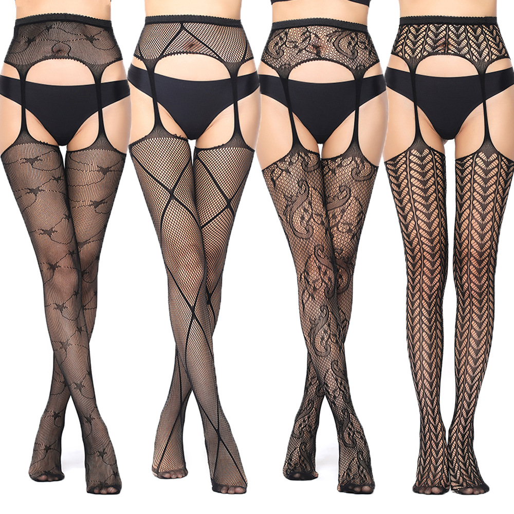 Cross-Border Erotic Suspender Fishnet Stockings, Sexy Crotchless Pantyhose, Women's Open-Crotch Fine Mesh 7516, Cross-Border Exclusive Supply