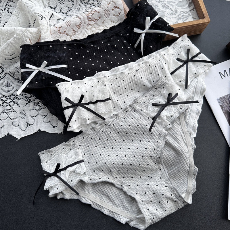 [45.00 kg-62.50 kg] 2333X Good# Mori Polo Cute Bow Thread Cotton Panties