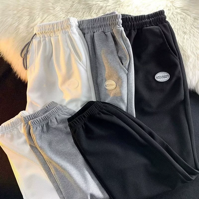 Вафли брюки мужские штанги весенние и осенние приливные фирменные спортивные штаны свободная повседневная одежда мужские осенние и зимние бархатные штаны