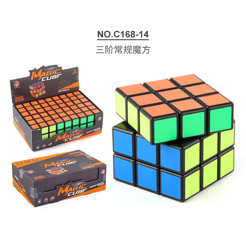Niños rompecabezas de fondo negro brillante esquina redondeada de tercer grado rubik stickers de fondo negro de grado normal rotativo rubik cubo juguetes de exhibición caja