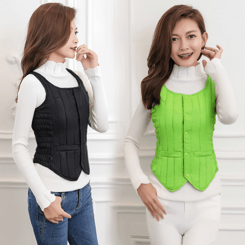 Куртка с хлопковой подкладкой, пуховик, Женский Тонкий жилет с зажимом для лошади, куртка без рукавов с хлопковой подкладкой, жилет, женский короткий хлопковый маленький жилет