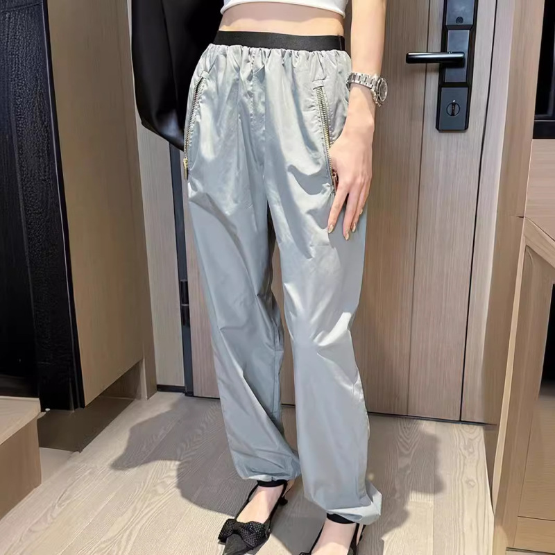 Shenzhen Nanyou Classy Women's MIU Spring and Summer New Technology Silk Jogging Pants Silhouette Casual Leggings Pants