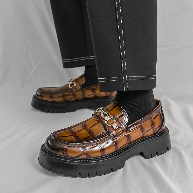 Platform leather loafers, British style chunky sole, sizes 38–46