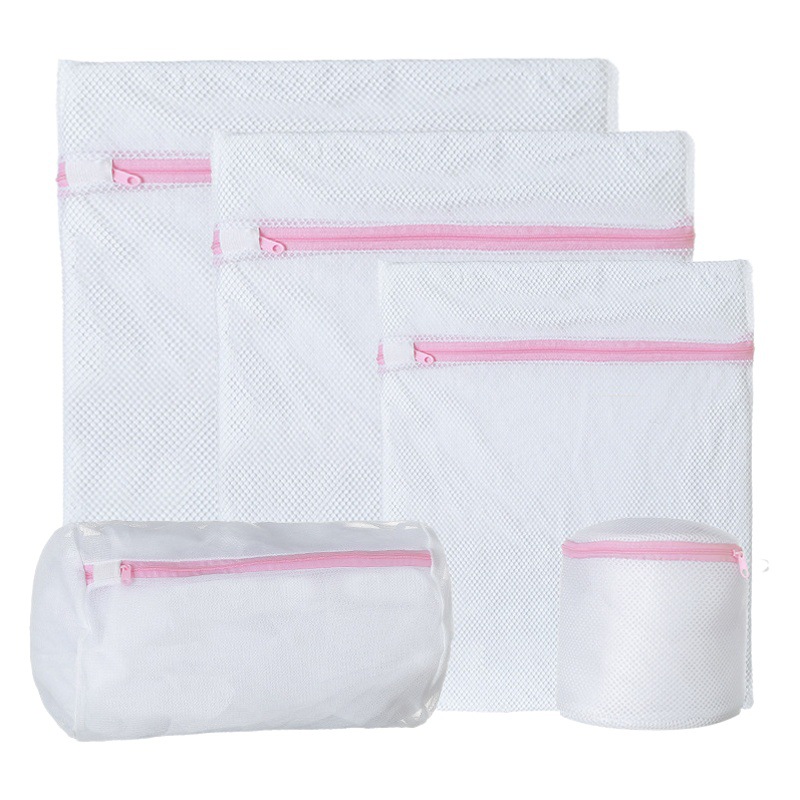 Anhui manufacturers thick mesh pink zipper laundry bag thick mesh edge thick laundry mesh bag washing bag wholesale