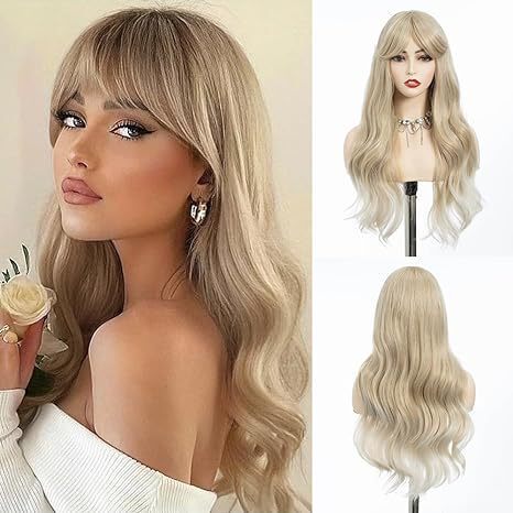 Foreign trade wig women's European and American chemical fiber wig headgear gray brown gradient long curly hair factory direct wholesale
