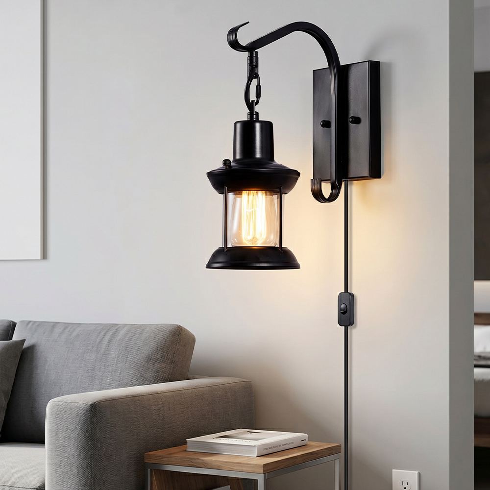 Explosión transfronteriza Zhongshan dedicada al estilo industrial americano retro lámpara de caballo lámpara de pared interruptor de enchufe corredor restaurante balcón