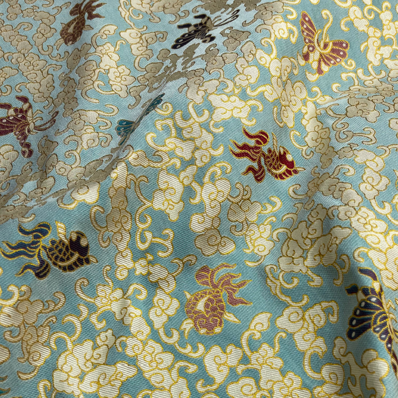 Song Jinxin vestido chino tejido de caballo dorado estilo chino traje traje traje de peces de oro mariposa colorida tela de ropa FD6424