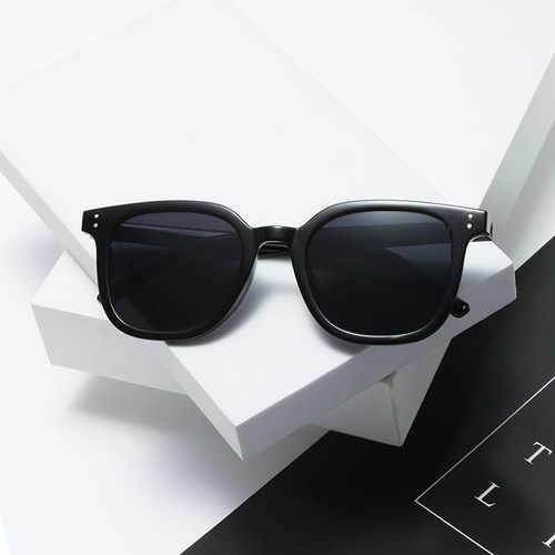 Wholesale black red brown sunglasses, Korean style, trendy square large frame, rice grain sun glasses for men and women, new sun protection sunglasses
