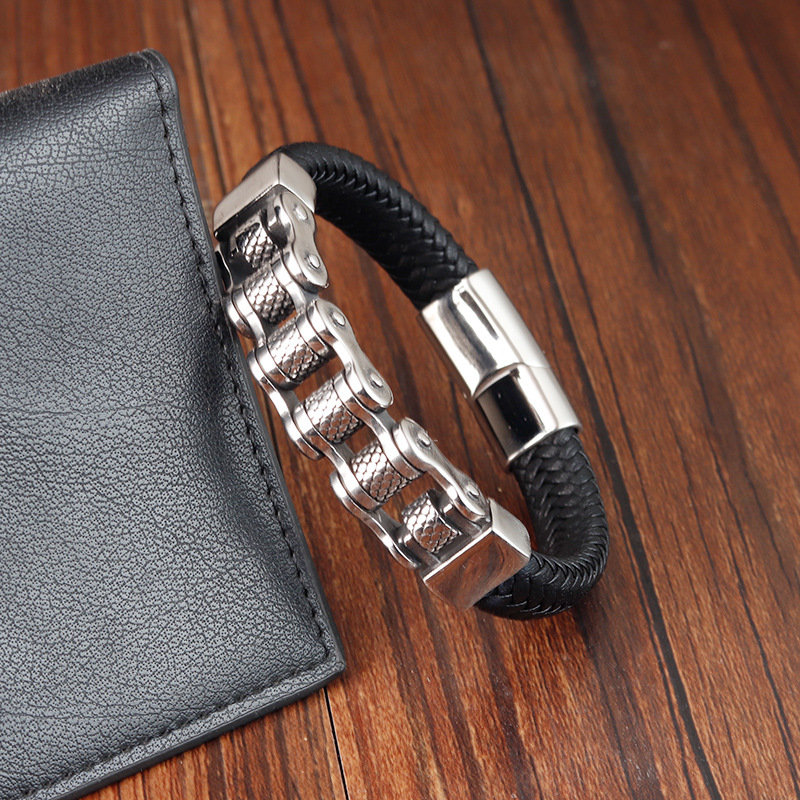 316L Stainless Steel , Leather Material Retro 316L Stainless Steel Leather Geometric Men Cord & Leather Bracelets