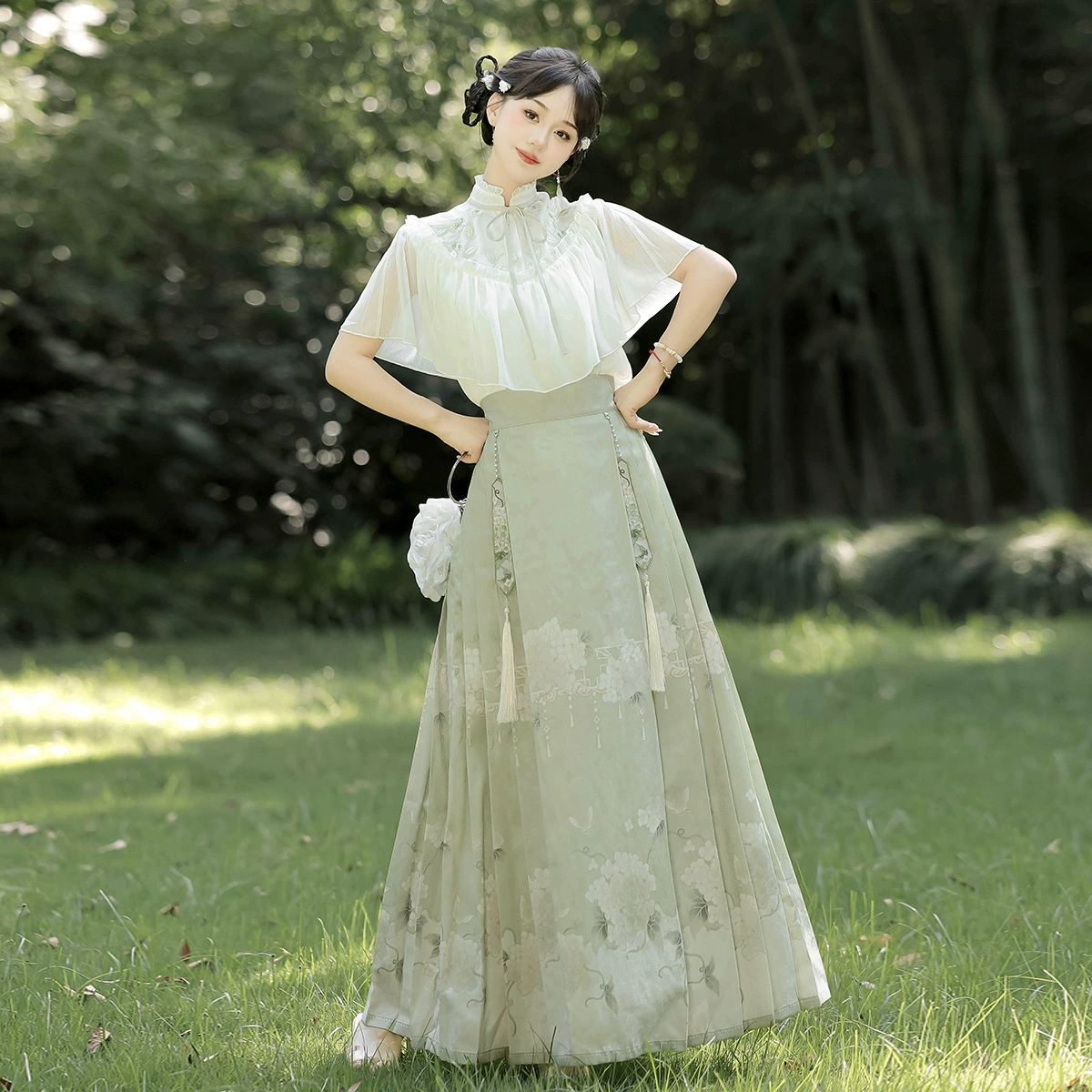 Оригинальный дизайн гортензии в море национальный стиль улучшенный китайский элемент новый китайский стиль женский топ полуюбка набор 9195