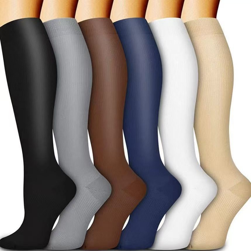 Juego de 6 pares de calcetines deportivos de compresión transfronterizos para fitness, calcetines largos de compresión para pantorrillas para hombres y mujeres, calcetines de compresión elásticos. image 6