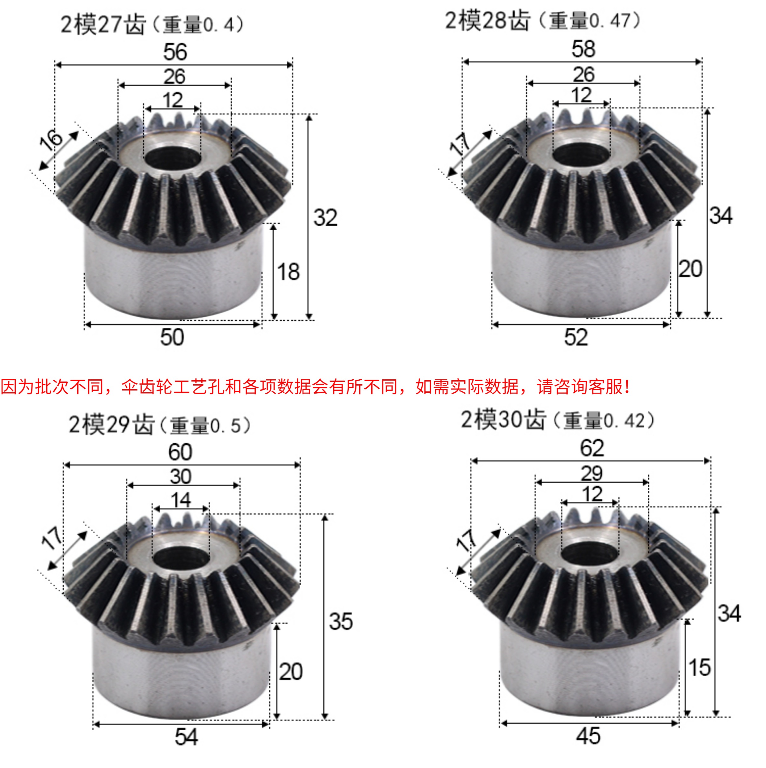 Metal bevel gear, 45# steel, hardened, 90-degree transmission, 15 to 40 teeth, conical gear, straight-tooth bevel gear 1:1