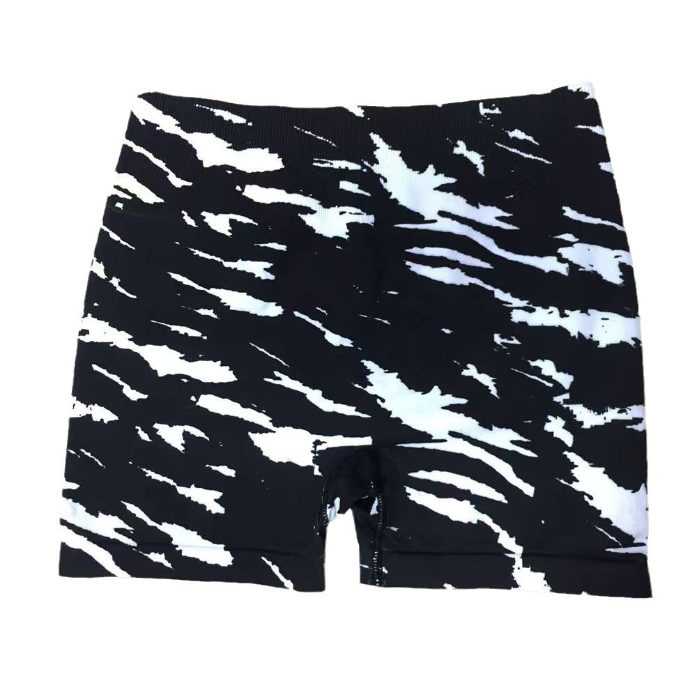 Comercio exterior transfronterizo sin costura impresión de punto camuflado pantalones cortos de yoga para correr al aire libre pantalones de gimnasio abdominales de cintura alta