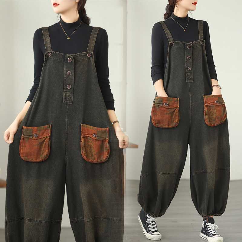 Autumn denim retro ethnic trousers