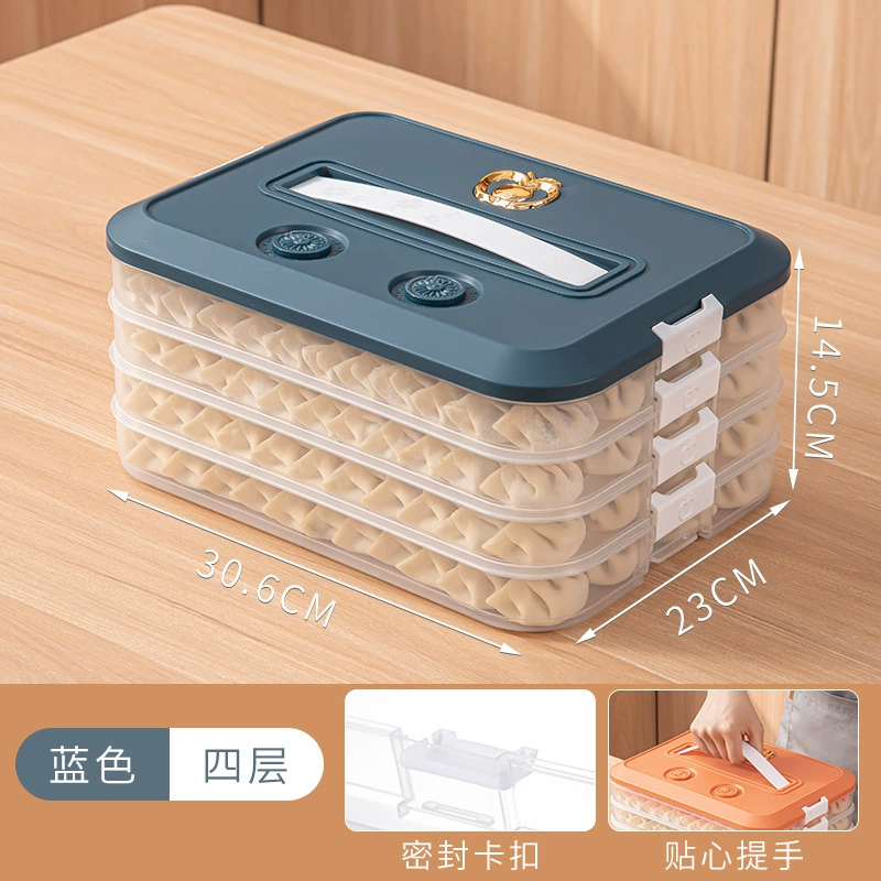 Multi‑layer dumpling storage box (dumpling box), large capacity, hand‑lift clip lid, quick‑freeze