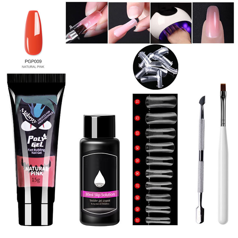 Suministro transfronterizo venta rápida extensión de traje de manicura conjunto completo de uñas de cristal forma extensión pegamento para hornear lámpara UV pegamento