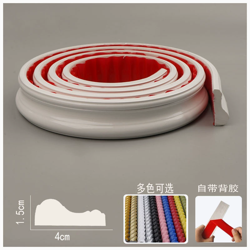 PVC Soft Edge Strip Self-Adhesive, Curved Ceiling & TV Wall Molding, White, Various Widths
