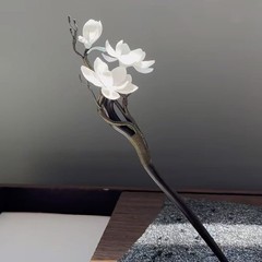 枯木逢春白玉兰花发簪新中式古风簪子古典旗袍汉服清冷感复古发饰