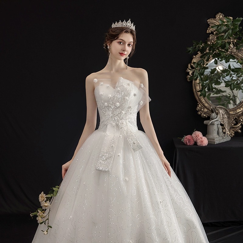 Lightweight Wedding Dress 2026 New Style for Brides, Strapless, Simple, Slimming, Hepburn Style, Floor-Length, Luxurious, Summer Collection