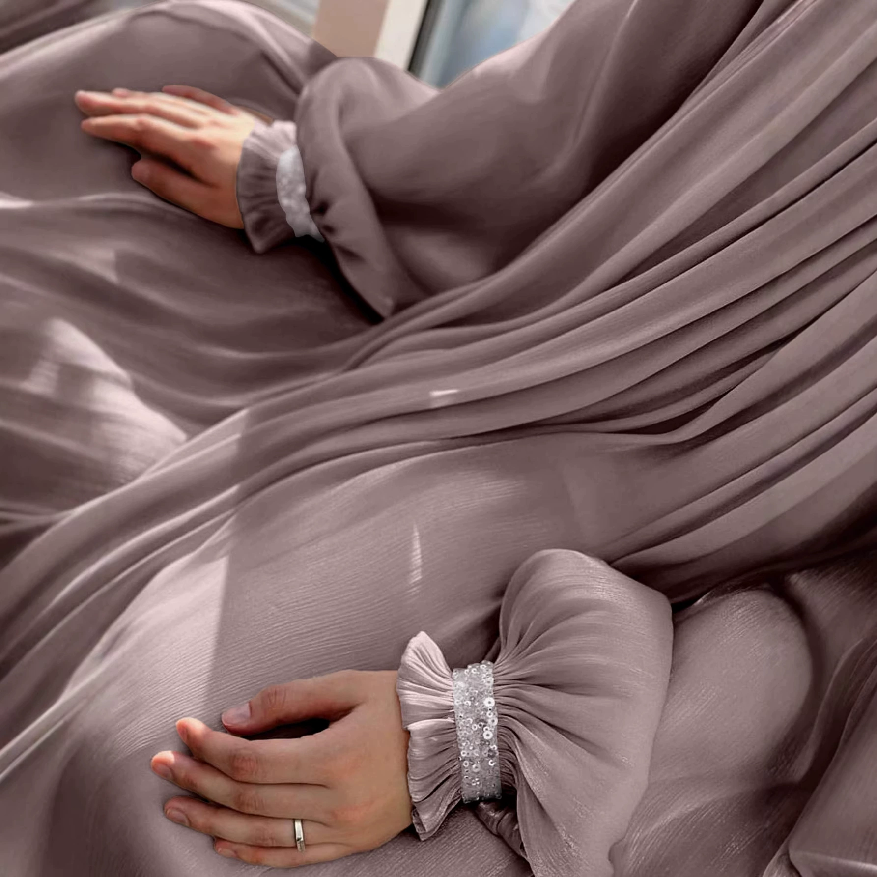 Платье LN7101 Lacersal, скромная длинная плиссированная Organza, однотонные цвета S–XXL