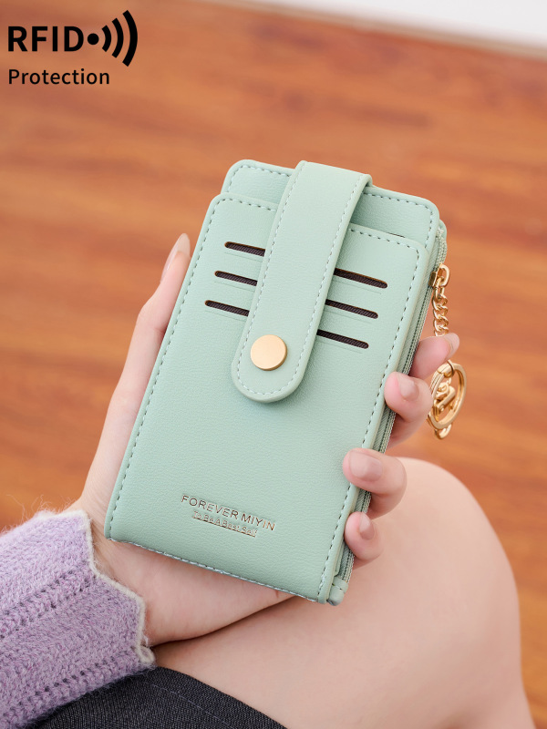 New Cross-Border Flip-Cover Mid-Length Folding Women's Coin and Card Holder, Pu Bifold Card Holder, Compact Coin and Id Holder