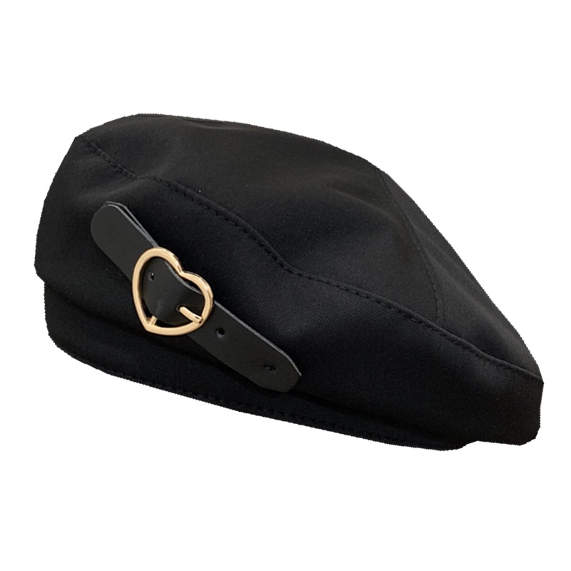 Snapped By Love ~ Black Sweet Metal Beret For Women, Summer Breathable Retro Elegant Temperament Painter Hat Trend_voghion.com