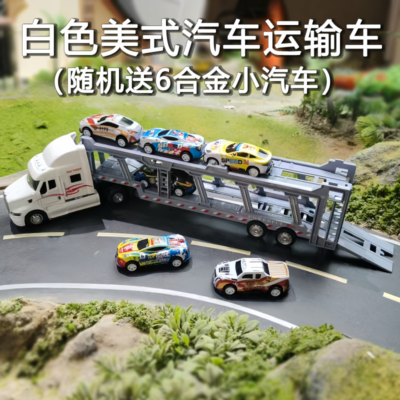 Contenedor de aleación gran camión juguetes para niños niños ingeniería de transporte de tracción gran contenedor semicolgante modelo de coche pequeño