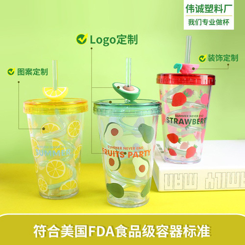 Summer Rotating Straw Cup Children's Plastic Water Cup Gift Cup Creative Summer On-the-go Cup