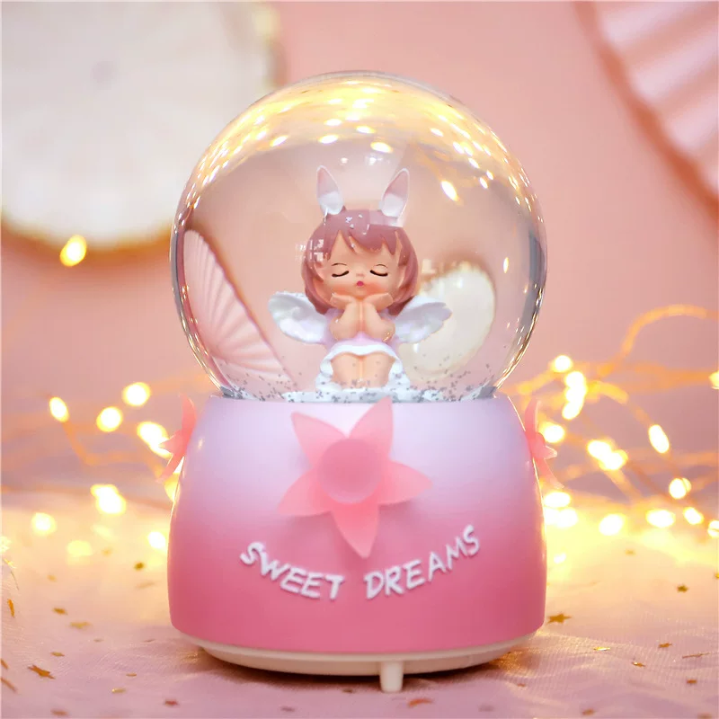 Music glass music box with light for students, creative gift
